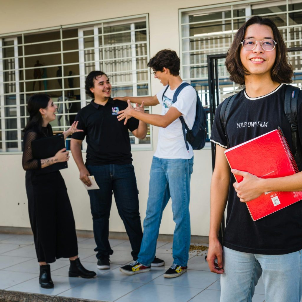 Group of teens learning