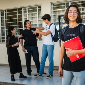 Group of teens learning